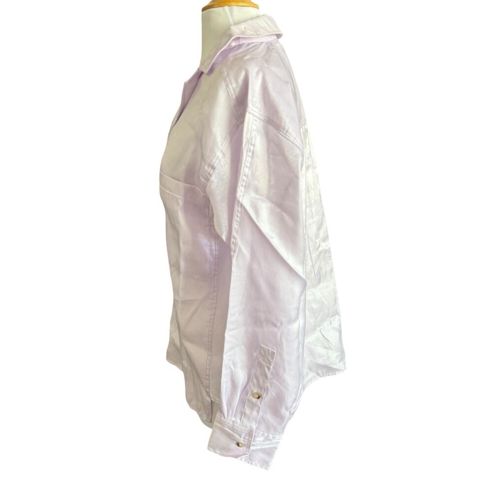 NEW Pilcro Anthropologie Dreamcore Shine Henley Long Sleeve Blouse Lilac Medium - Picture 7 of 11